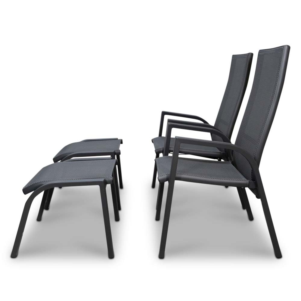 Mojito Negro lounge balkonset 4-delig | textileen + aluminium | antraciet