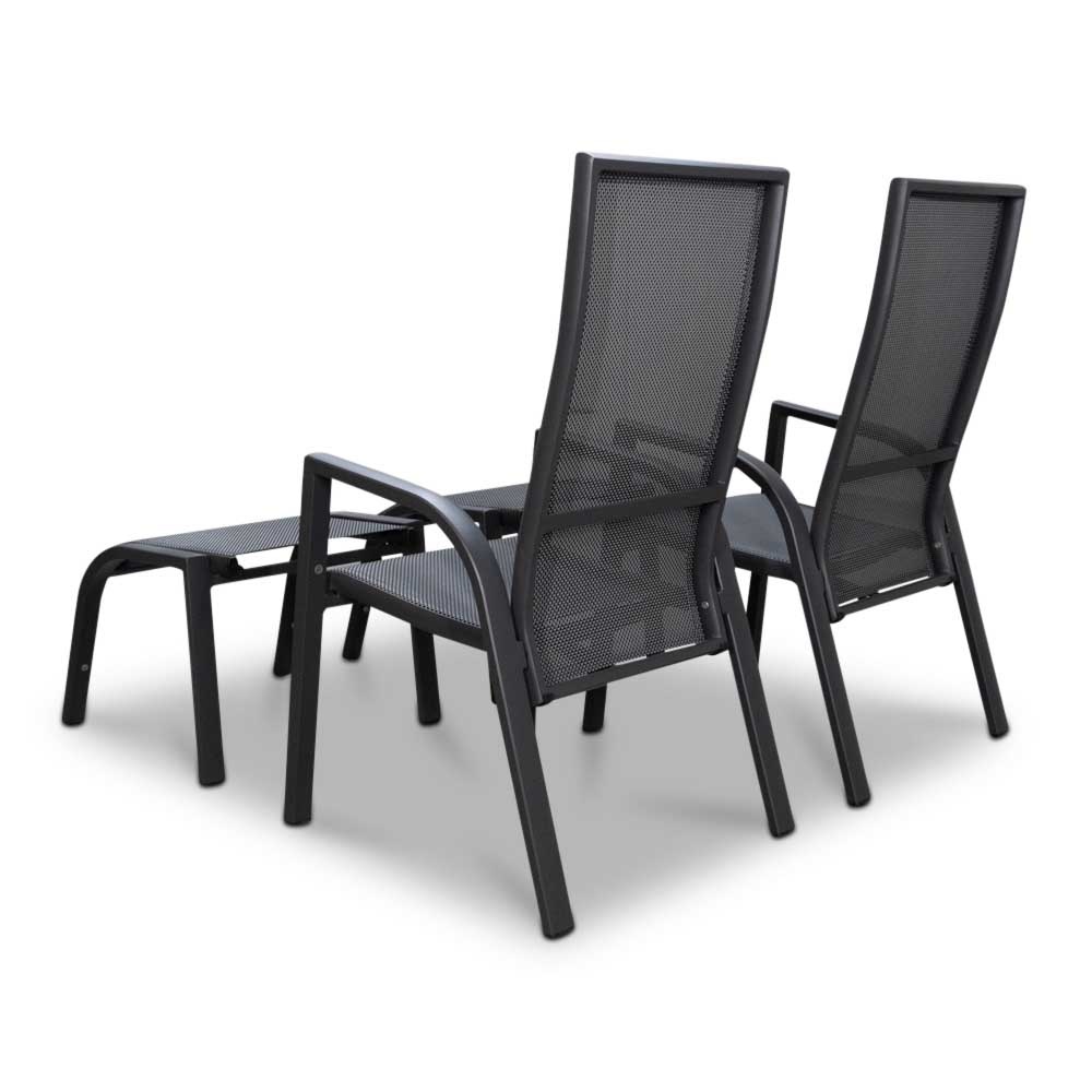 Mojito Negro lounge balkonset 4-delig | textileen + aluminium | antraciet