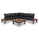 New York hoek loungeset 5 personen | aluminium + hardhout | Light Teaklook | 4-delig - 248x248cm