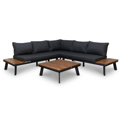 New York hoek loungeset 5 personen | aluminium + hardhout | Light Teaklook | 4-delig - 248x248cm