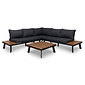 LUX outdoor living New York hoek loungeset 5 personen | aluminium + hardhout | Light Teaklook | 4-delig - 248x248cm
