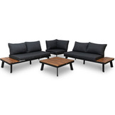 New York hoek loungeset 5 personen | aluminium + hardhout | Light Teaklook | 4-delig - 248x248cm