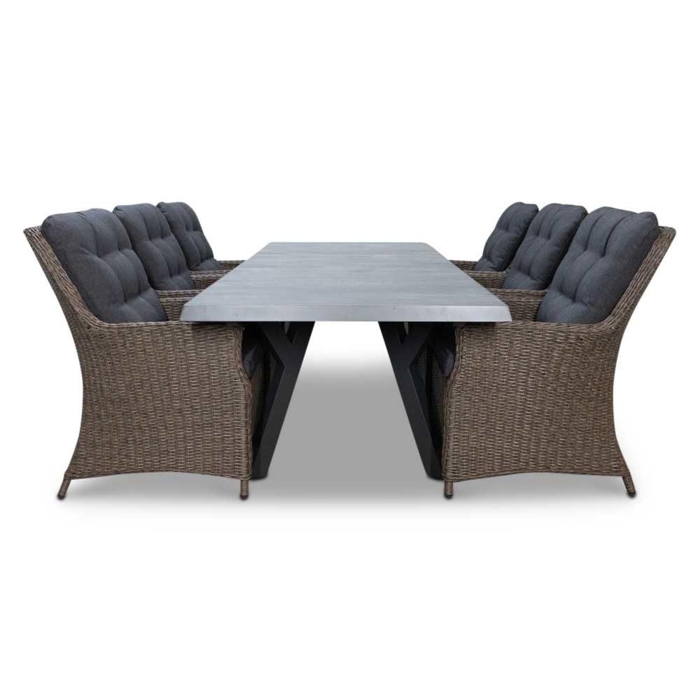 Castilla 2.0/Elip Blended Brown dining tuinset 7-delig | 247cm