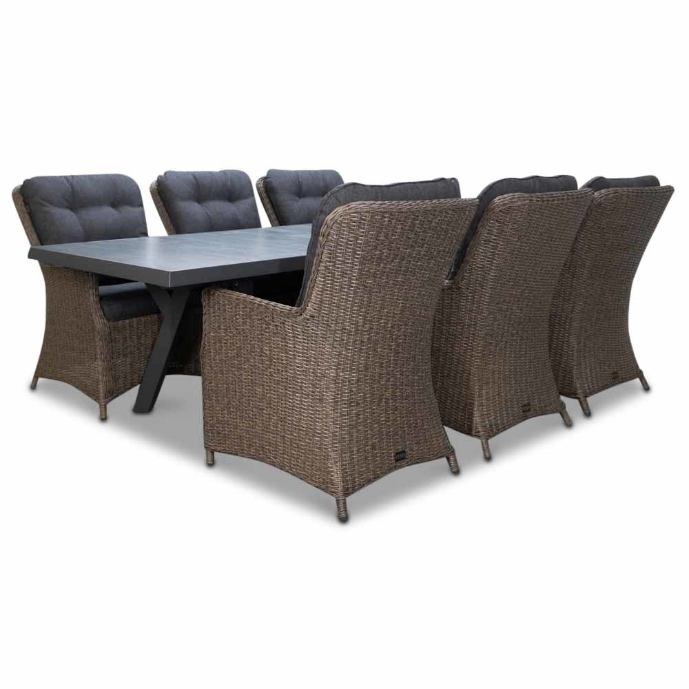 Castilla 2.0/Elip Blended Brown dining tuinset 7-delig | 247cm