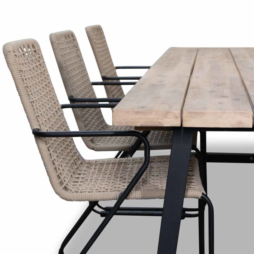 Xavier/Mendes zand dining tuinset 7-delig | stapelbaar | 220cm