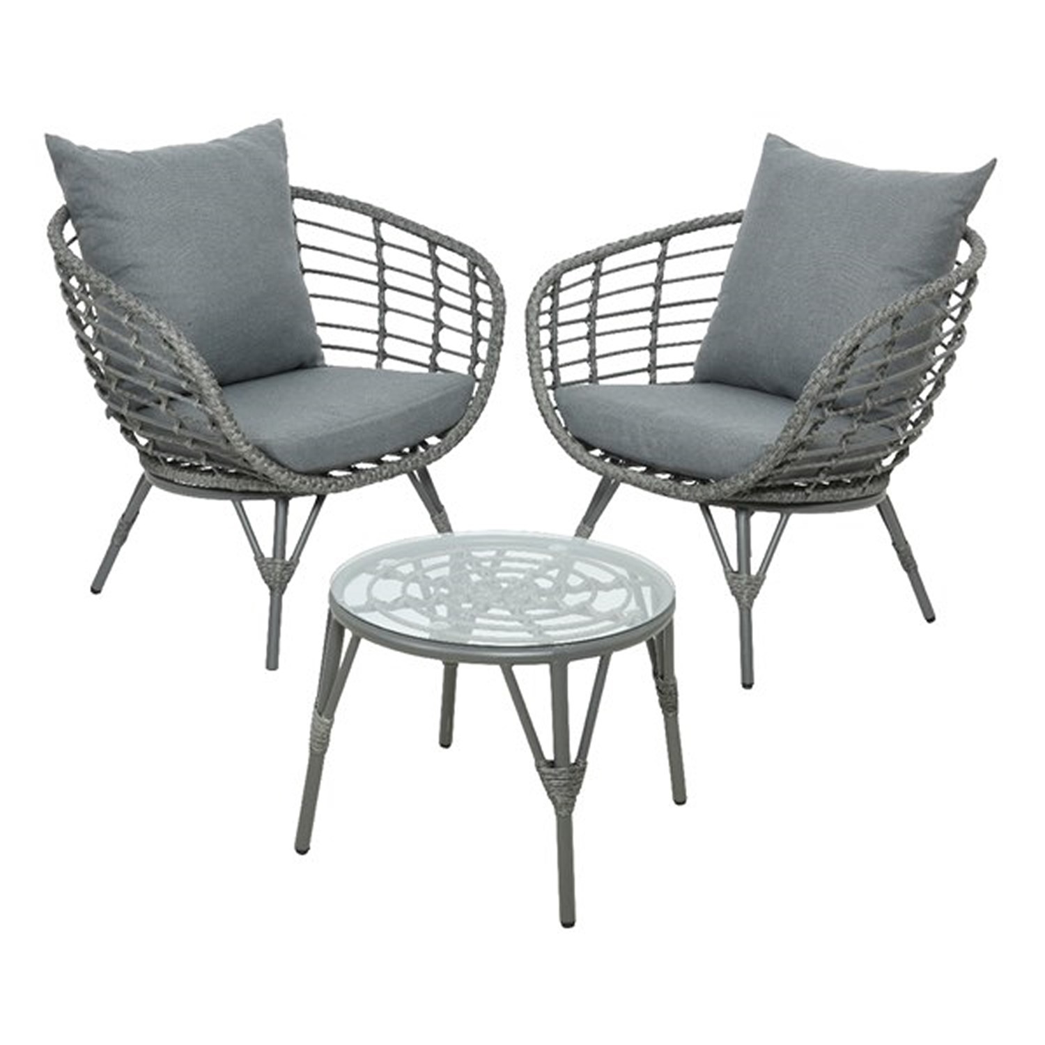 Evora balkonset 3-delig | wicker + aluminium | grijs