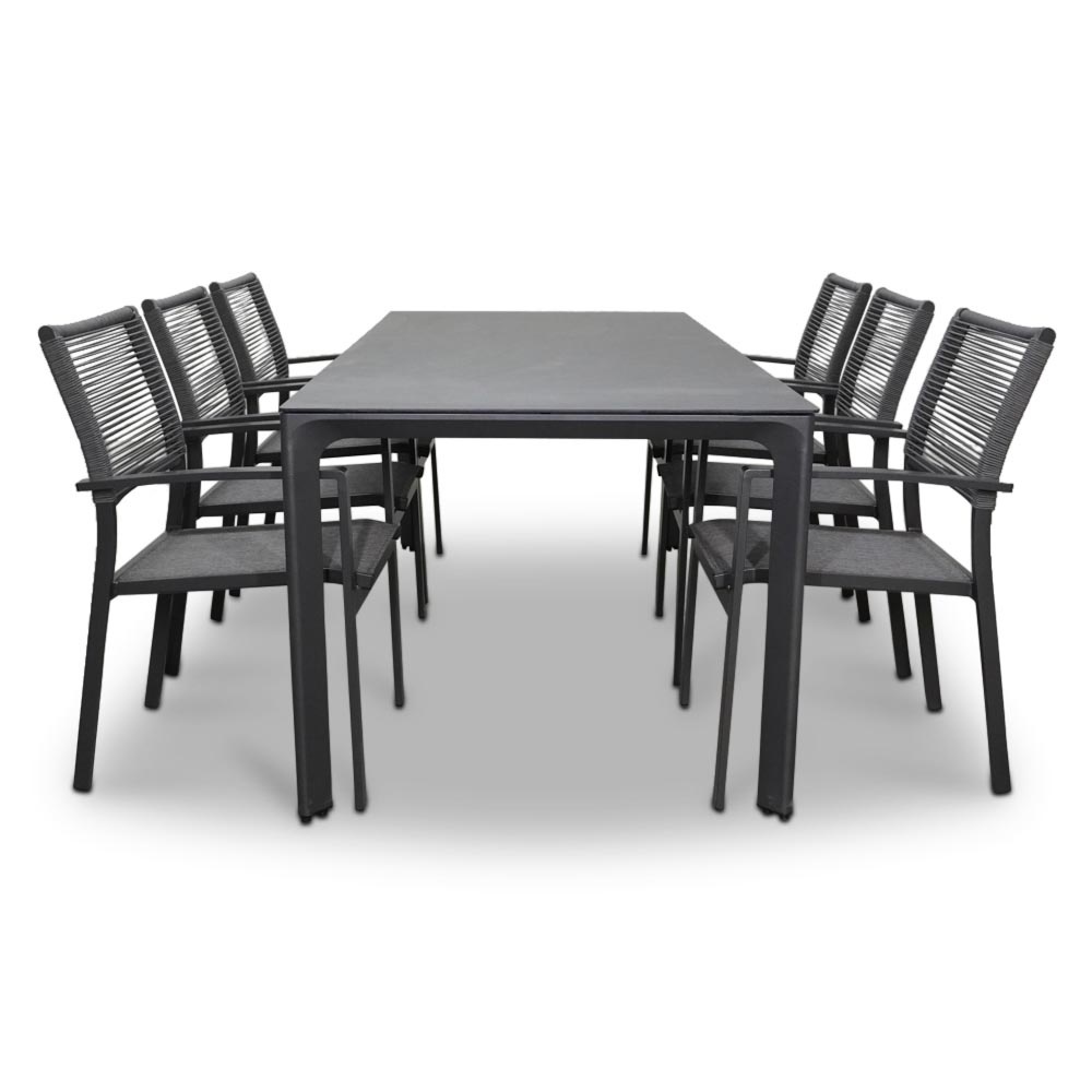 Carcassonne/Vito dining tuinset 7-delig | stapelbaar | 200cm