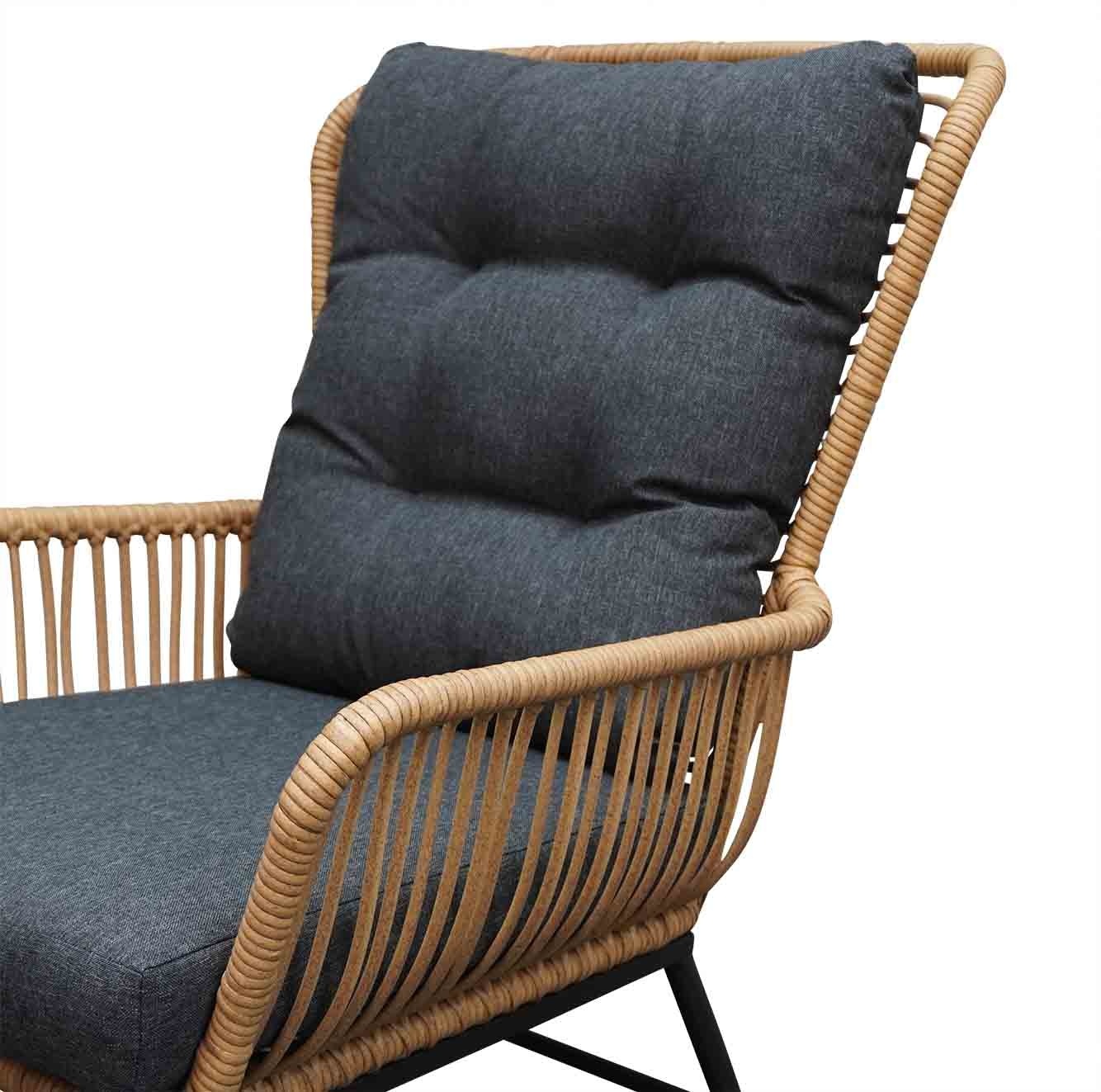 Dex stoel-bank loungeset 5-delig Bamboo antraciet