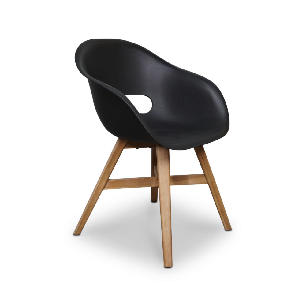 Karlstad dining tuinstoel | kunststof + hardhout | zwart afbeelding