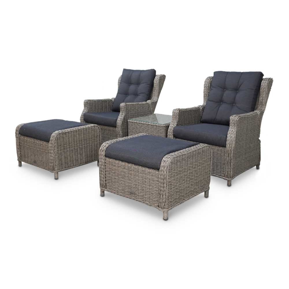 Toscane relax tuinset 5-delig | wicker | verstelbaar | Kobo Grey