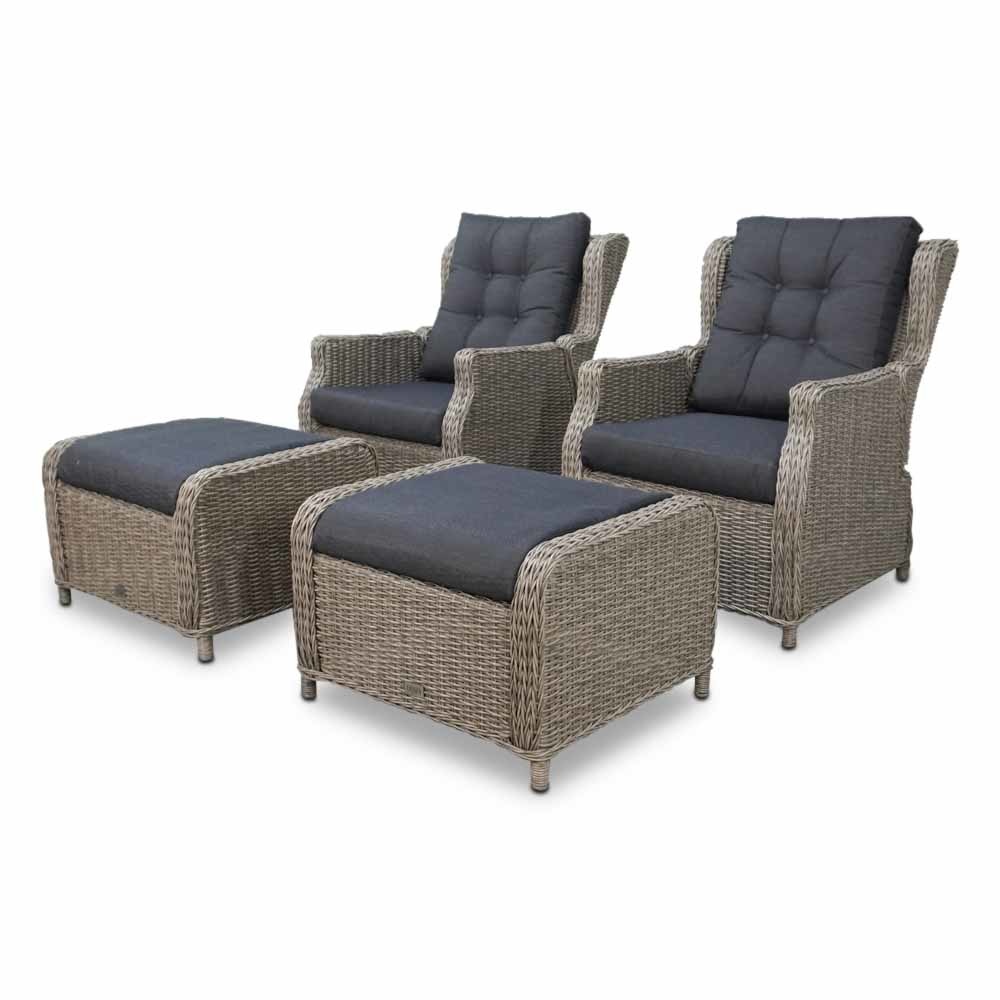 Toscane lounge balkonset 4-delig | wicker | verstelbaar | Kobo Grey