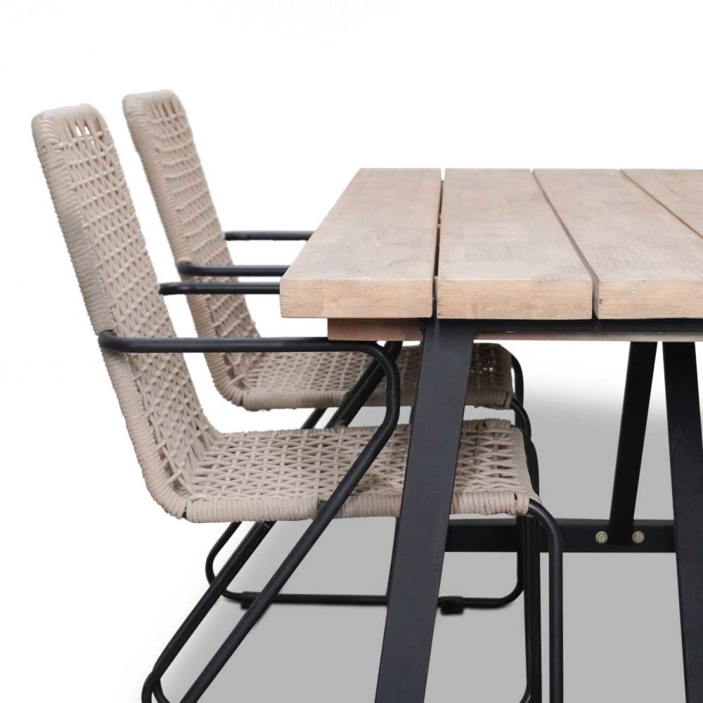 Xavier/Mendes zand dining tuinset 5-delig | stapelbaar | 160cm