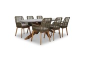 Livorno/Padua dining tuinset | 6 personen | betonlook + touw | 240cm