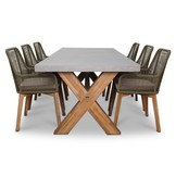 Norwich/Padua dining tuinset | 6 personen | betonlook + touw | 250cm
