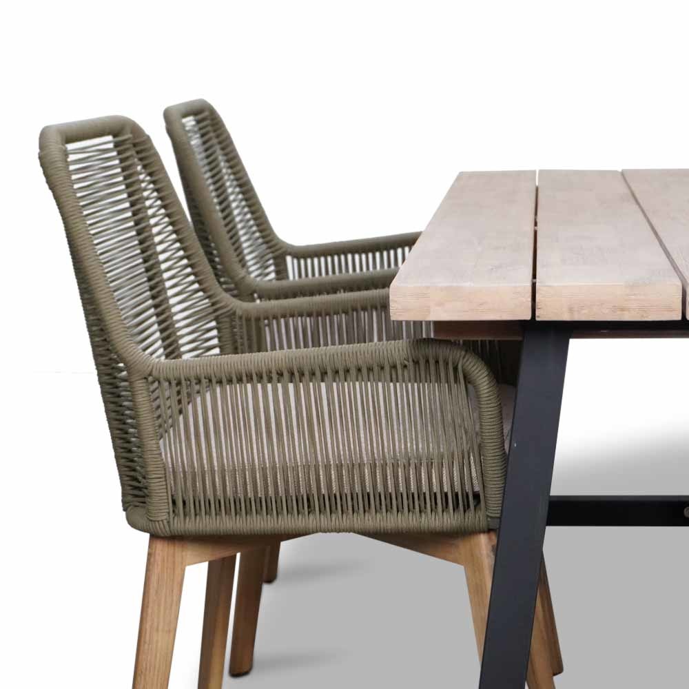 Xavier/Padua dining tuinset 5-delig | hardhout + touw | 160cm