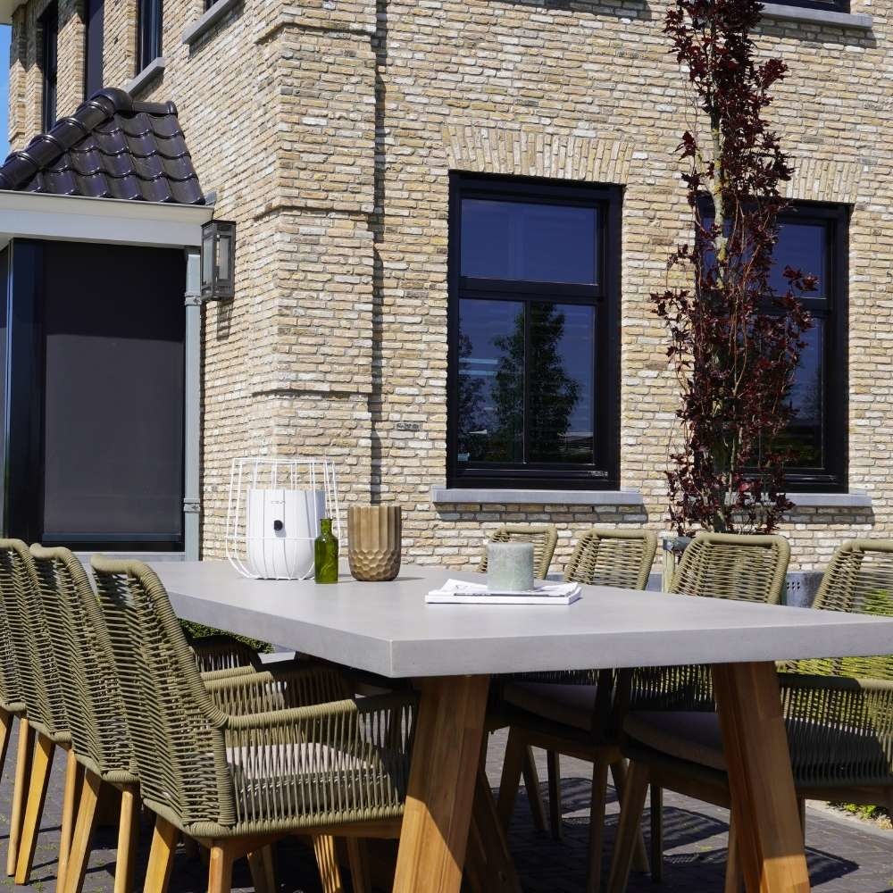 Veltis dining tuintafel 8 personen | polystone + hardhout | betonlook | 300cm