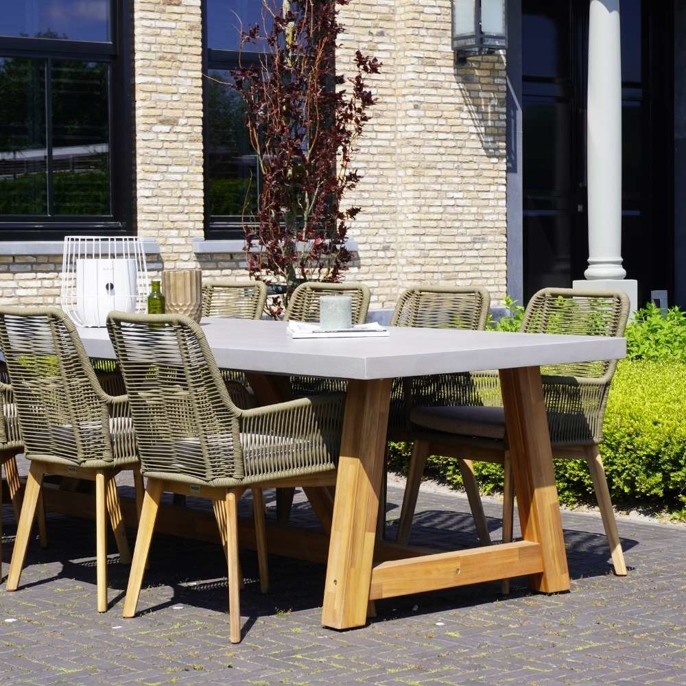 Veltis dining tuintafel 8 personen | polystone + hardhout | betonlook | 300cm