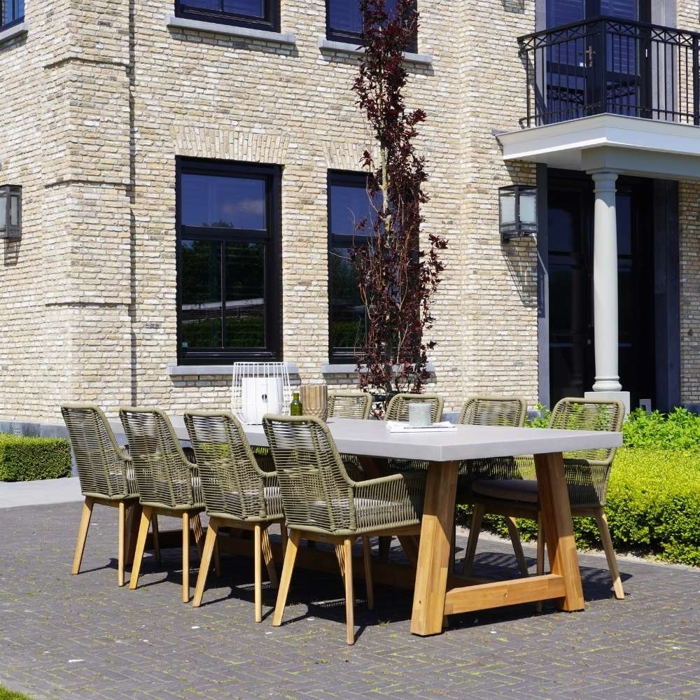 Veltis dining tuintafel 8 personen | polystone + hardhout | betonlook | 300cm