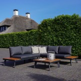 New York hoek loungeset 5 personen | aluminium + hardhout | Light Teaklook | 4-delig - 248x248cm