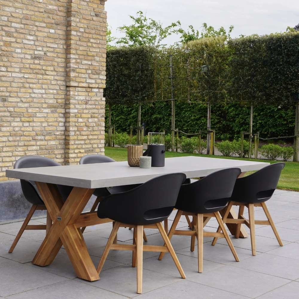 Norwich/Karlstad zwart dining tuinset 7-delig | betonlook | 250cm