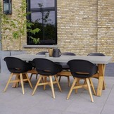 Norwich/Karlstad zwart dining tuinset | 6 personen | betonlook + kunststof | 250cm