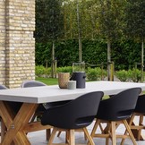 Norwich/Karlstad zwart dining tuinset | 6 personen | betonlook + kunststof | 250cm