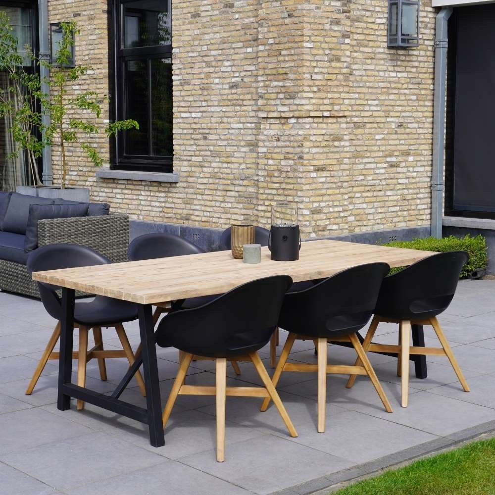 Xavier/Karlstad zwart dining tuinset 7-delig | hardhout | 220cm