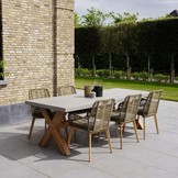 Norwich/Padua dining tuinset | 6 personen | betonlook + touw | 250cm