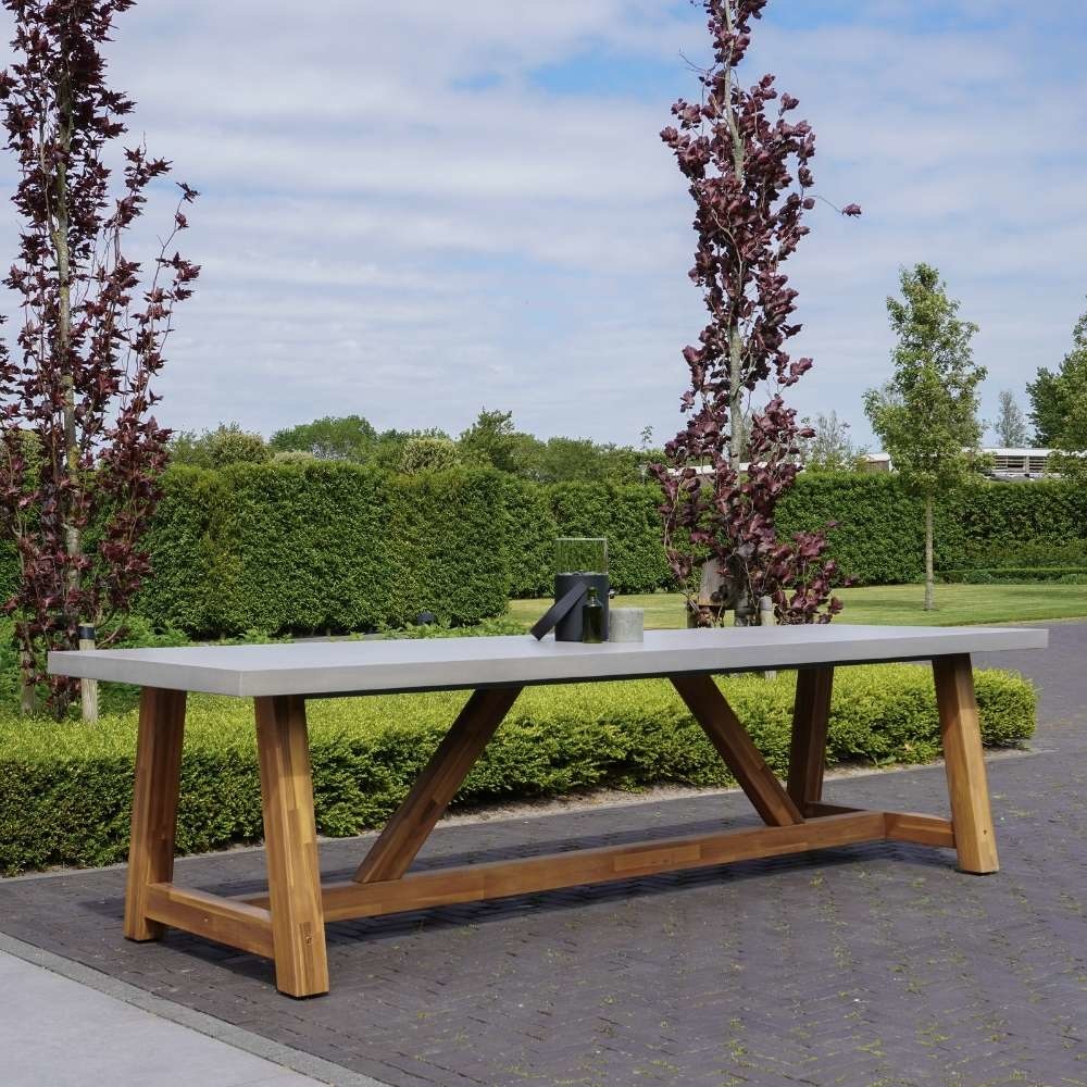 Veltis dining tuintafel 8 personen | polystone + hardhout | betonlook | 300cm
