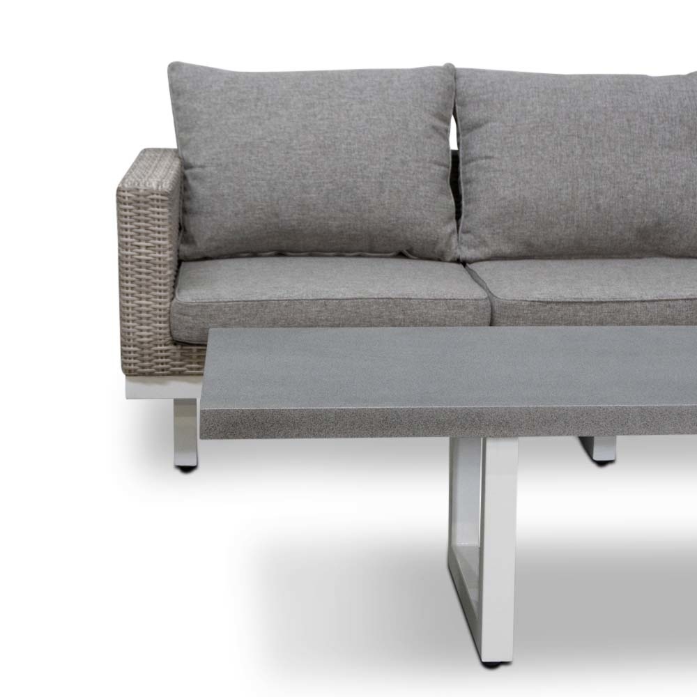 Linea hoek loungeset 6 personen | aluminium + wicker | Misty Grey | 3-delig - 298x230cm
