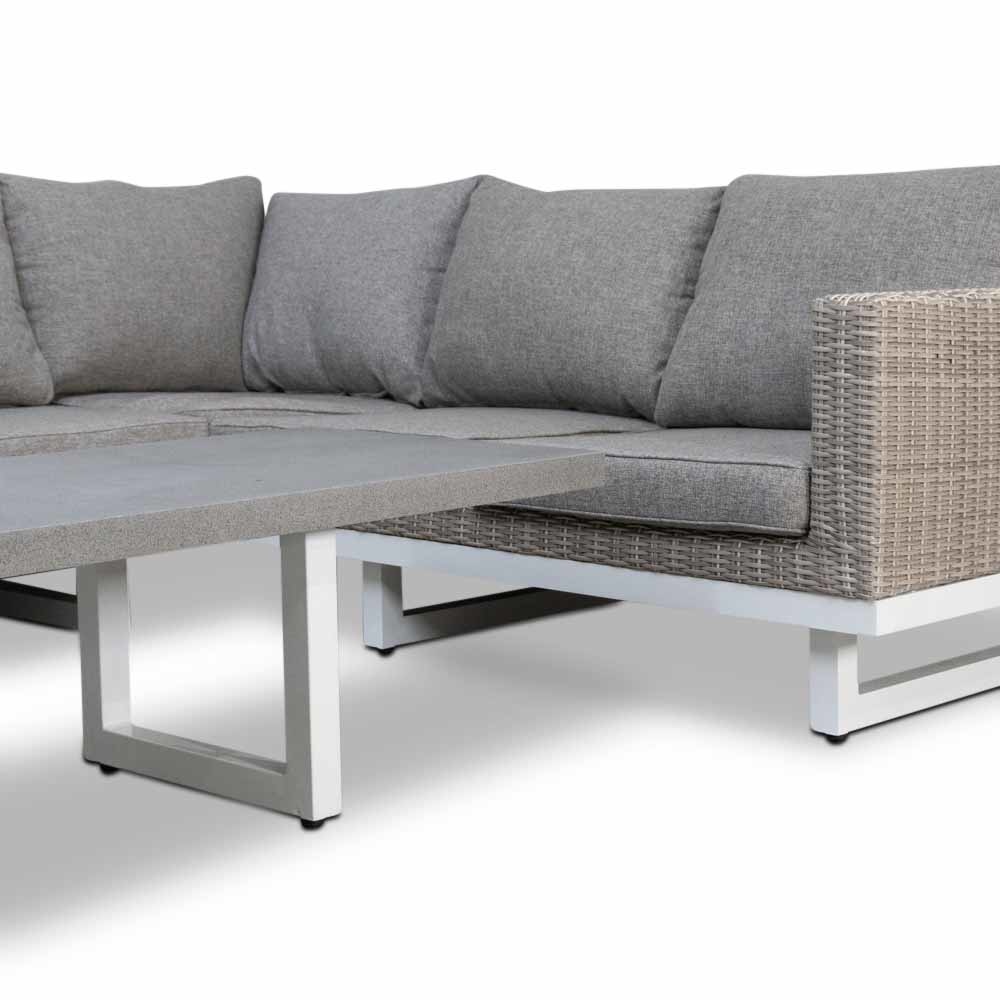 Linea hoek loungeset 6 personen | aluminium + wicker | Misty Grey | 3-delig - 298x230cm
