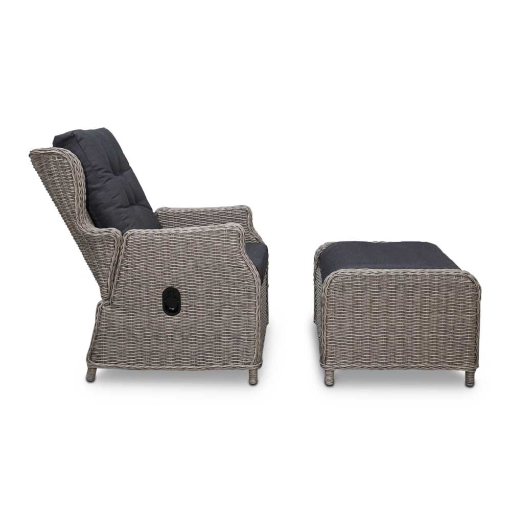Toscane loungestoel incl. voetenbank | verstelbaar | Kobo Grey