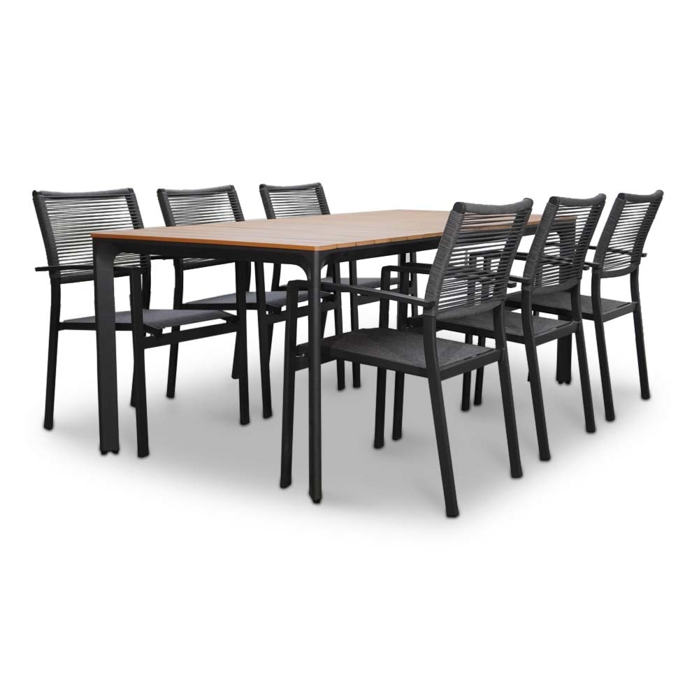 Arezzo/Vito dining tuinset 7-delig | aluminium + polywood | 200cm