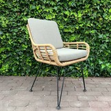 Carlos dining tuinstoel met kussens | wicker + RVS | Bamboo taupe
