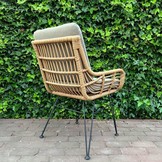 Carlos dining tuinstoel met kussens | wicker + RVS | Bamboo taupe