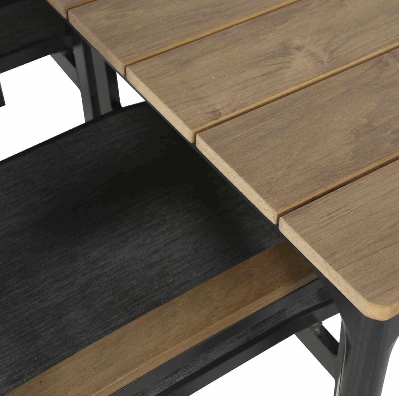 Arezzo/Mendes zwart dining tuinset 7-delig | aluminium + polywood | 200cm