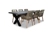 Lyon/Padua dining tuinset | 6 personen | betonlook + touw | 250cm
