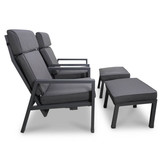 Palazzo lounge balkonset - verstelbaar 2 personen | aluminium | antraciet | 4-delig