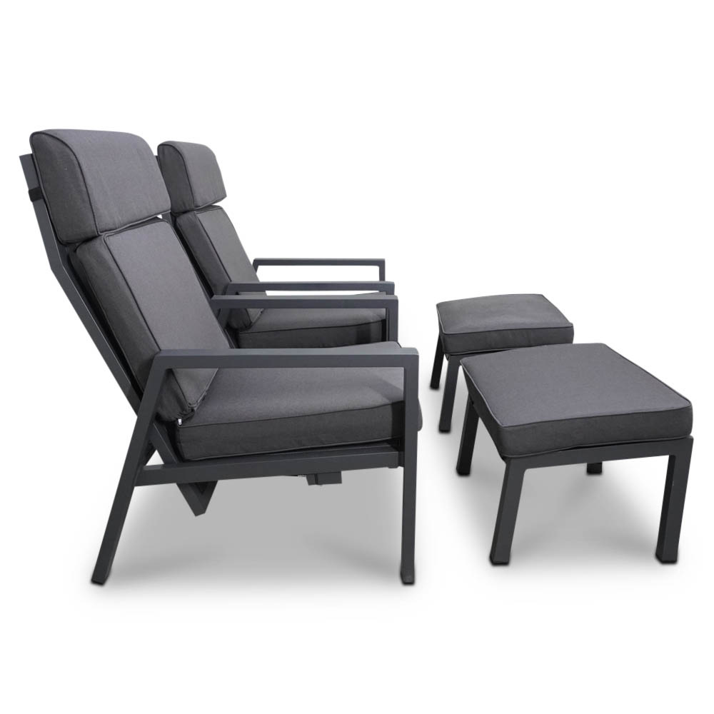 Palazzo lounge balkonset - verstelbaar 2 personen | aluminium | antraciet | 4-delig