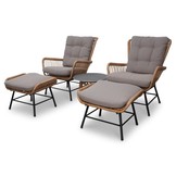 Dex relax tuinset 5-delig | wicker + aluminium | Bamboo taupe