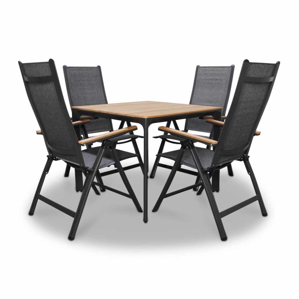 Arezzo dining tuinset 5-delig | verstelbaar | aluminium + polywood | 90cm vierkant