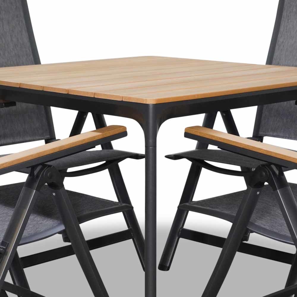 Arezzo dining tuinset 5-delig | verstelbaar | aluminium + polywood | 90cm vierkant