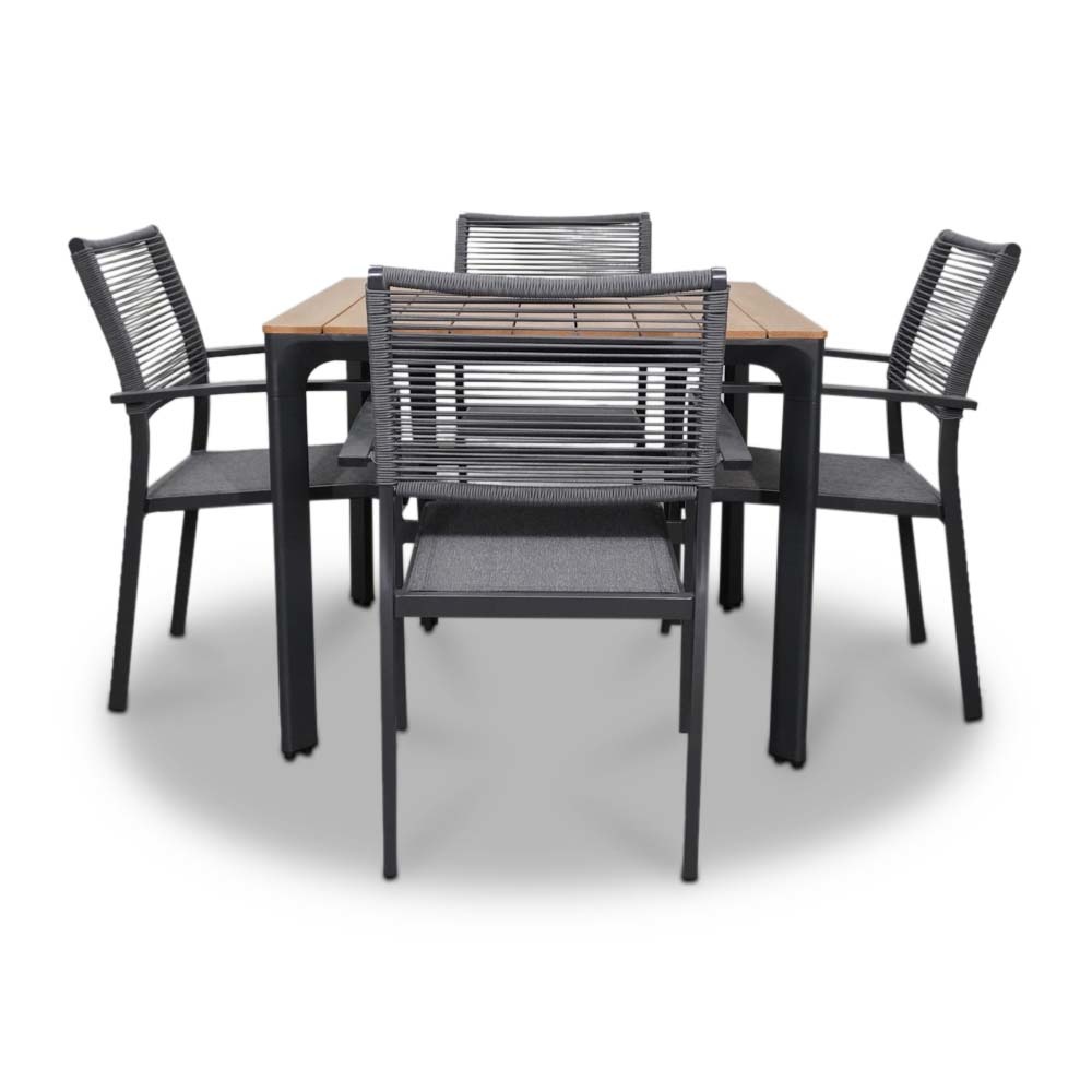 Arezzo/Vito dining tuinset 5-delig | aluminium + polywood | 90cm vierkant