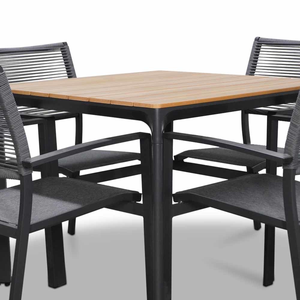 Arezzo/Vito dining tuinset 5-delig | aluminium + polywood | 90cm vierkant