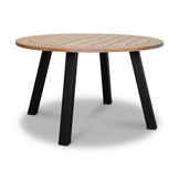 Cork dining tuintafel 4 personen | hardhout + staal | teaklook | Ø130cm rond