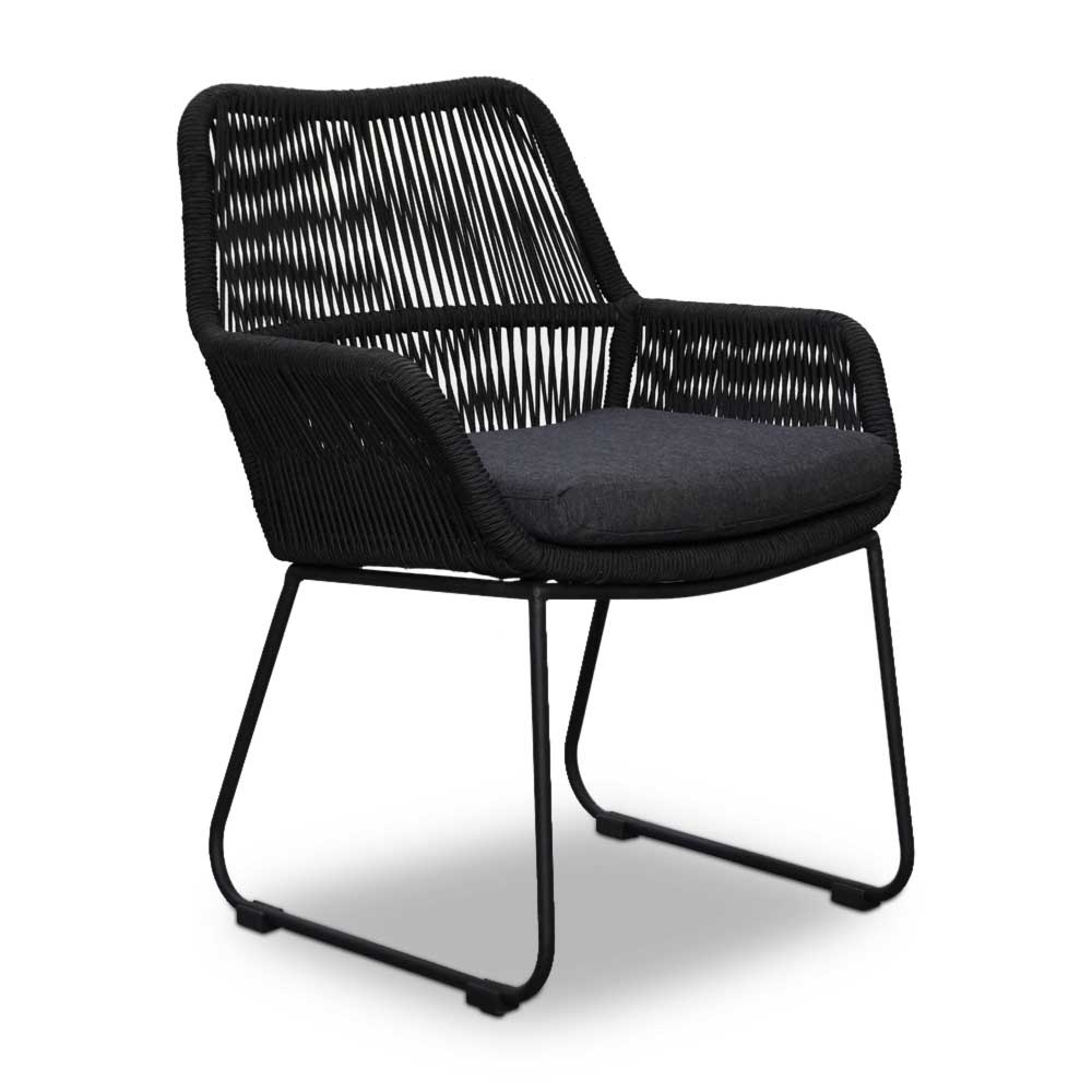 Cork/Chester zwart dining tuinset 5-delig | rope + aluminium | 135cm rond