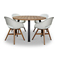 BUITEN living Cork/Karlstad wit dining tuinset | 4 personen | hardhout + staal | 130cm rond