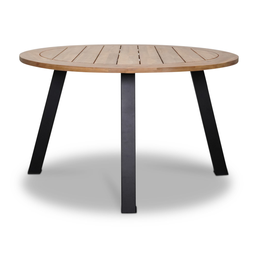 Cork/Mendes zwart dining tuinset 5-delig | hardhout + staal | 135cm rond