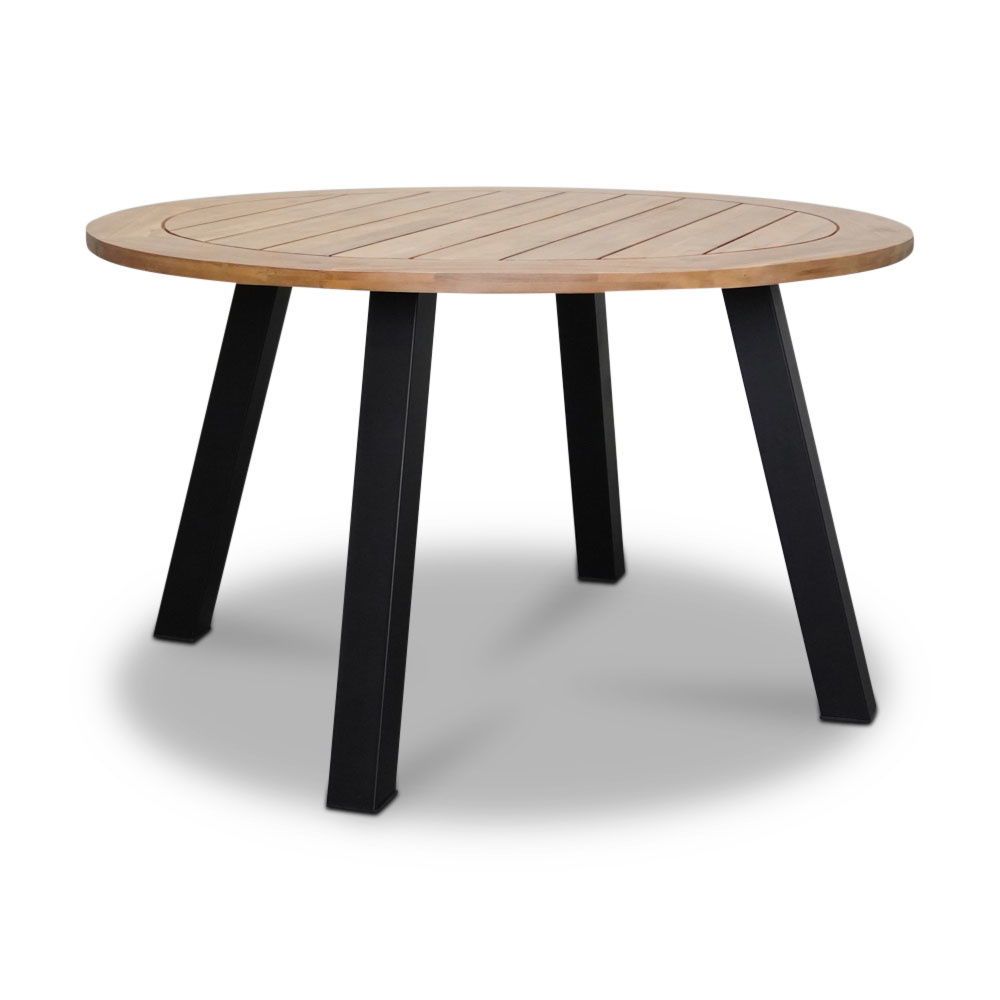 Cork/Mendes zwart dining tuinset 5-delig | hardhout + staal | 135cm rond