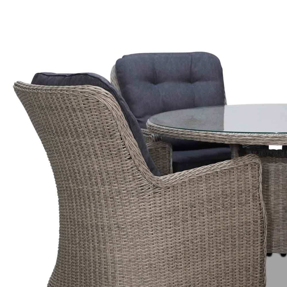 Elip dining tuinset 5-delig | wicker | Natural Grey | 120cm rond